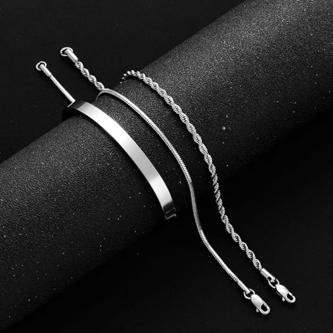 Milan – Luxe 3-delige zilverkleurige heren armbandenset