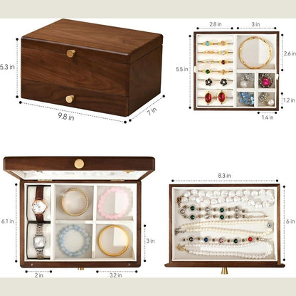 Ruben – Luxe houten sieradendoos met 2 lagen en lade