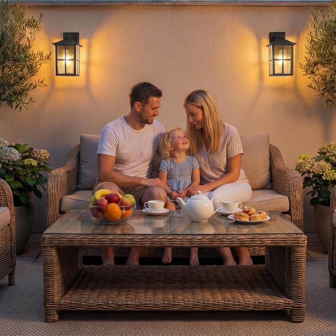 Bastiaan – Klassieke zwarte buitenwandlamp met watergolfglas