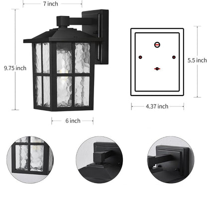 Bastiaan – Klassieke zwarte buitenwandlamp met watergolfglas