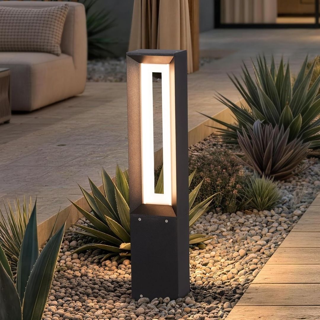Jasper – Moderne antraciet staande buitenlamp met led-lichtzuil